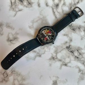 Unisex Angry Birds Black Faux Leather Wrist Watch
